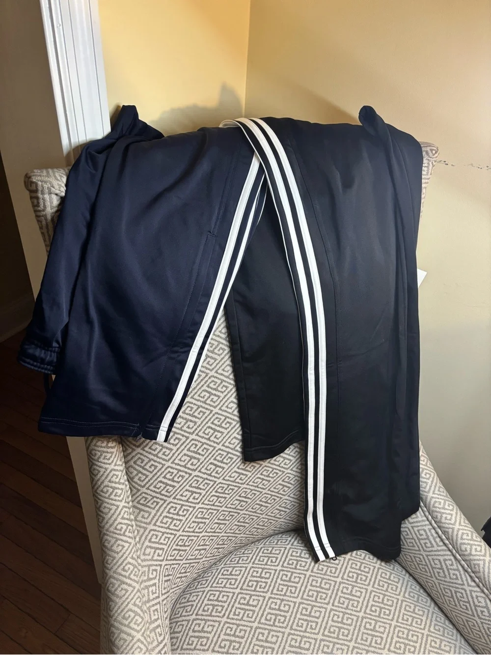 adidas Black Track Zip Pants with White Side Trim